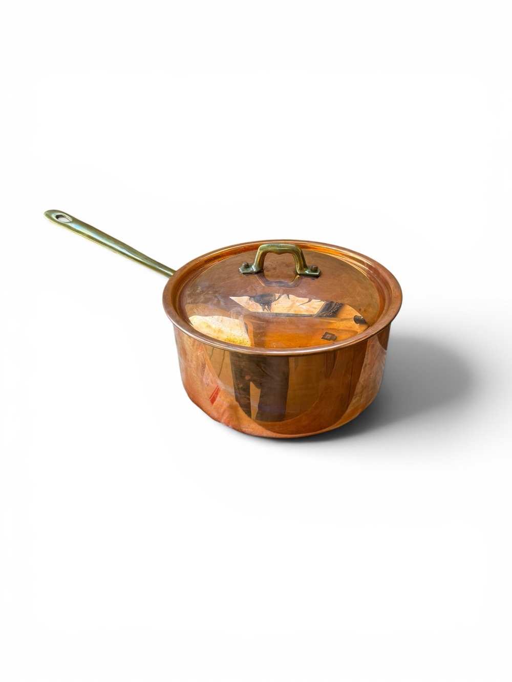 Vintage Cobre Copper Pot w/ Lid Brass Handle